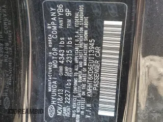 2014 Hyundai Genesis Coupe Premium with VIN KMHHT6KD6EU113945, listed as a Copart auction lot 47502565 with 133,670 mi miles and Salvage title. Bid and sale history available at DreamBid. Image 13.