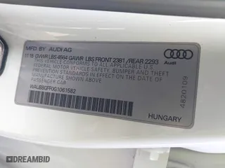2016 Audi A3 2.0T Premium with VIN WAUB8GFF0G1061582, listed as a IAAI auction lot 41821780 with 94,340 mi miles. Bid and sale history available at carsss.com. Image 9.