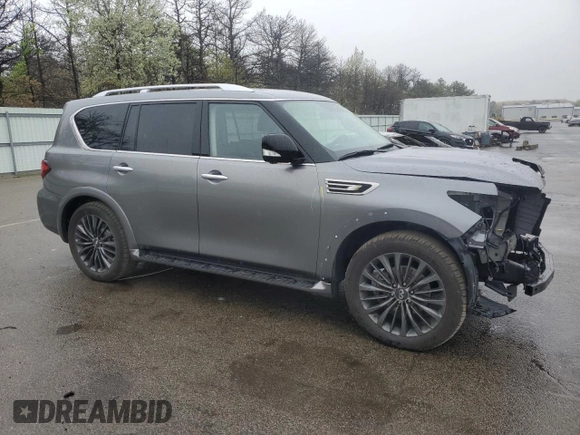 2021 Infiniti QX80 Luxe with VIN JN8AZ2AE3M9267803, listed as a Copart auction lot 55650725 with 55,544 mi miles and Salvage Title. Bid and sale history available at DreamBid. Image 4.