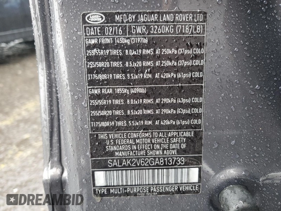 2016 Land Rover LR4 HSE Lux z VIN SALAK2V62GA813733, wystawiony jako Copart lot #58303035 z przebiegiem 111 377 mil mil oraz Szkoda całkowita • Salvage title. Historia ofert i sprzedaży dostępna na DreamBid. Obrazek 13.