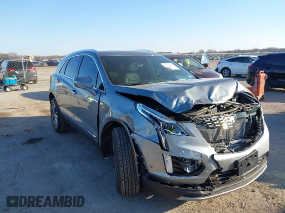 2025 Cadillac XT5 FWD Premium Luxury with VIN 1GYKNCRS7SZ104526, listed as a IAAI auction lot 41468623 with 3,896 mi miles. Bid and sale history available at carsss.com. Image 1.