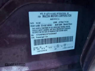 2007 Mazda 6 i Touring with VIN 1YVHP80C975M56867, listed as a Copart auction lot 88903655 with Not Provided miles and Salvage Title. Bid and sale history available at DreamBid. Image 14.