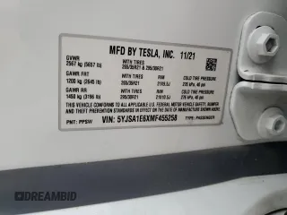 2021 Tesla Model S Plaid с VIN 5YJSA1E6XMF455258, выставлен на аукционе Copart как лот 43788675 с пробегом Не указан миль и Списание • Salvage title. История ставок и продаж доступна на DreamBid. Изображение 14.