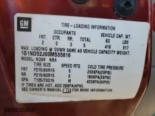2003 Chevrolet Malibu with VIN 1G1ND52J93M535816, listed as a Copart auction lot 46037765 with 96,355 mi miles and Salvage Title. Bid and sale history available at carsss.com. Image 12.
