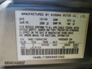 2005 Nissan Altima SE z VIN 1N4BL11D95N451242, wystawiony jako Copart lot #55942315 z przebiegiem 245 942 mil mil oraz Szkoda całkowita • Salvage title. Historia ofert i sprzedaży dostępna na DreamBid. Obrazek 12.