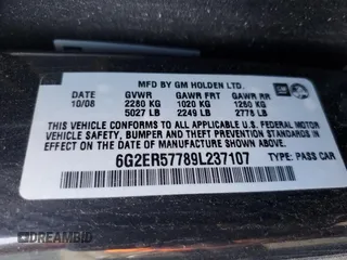 2009 Pontiac G8 with VIN 6G2ER57789L237107, listed as a Copart auction lot 48974505 with 148,306 mi miles and Salvage Title. Bid and sale history available at carsss.com. Image 12.