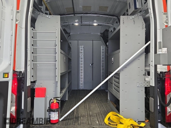 2023 Ford Transit Cargo with VIN 1FTBR1X87PKC01635, listed as a IAAI auction lot 42832727 with 17,348 mi miles and . Bid and sale history available at DreamBid. Image 21.