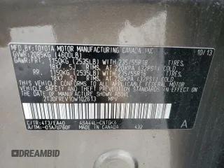 2013 Toyota RAV4 Limited с VIN 2T3DFREV1DW102613, выставлен на аукционе Copart как лот 62566875 с пробегом 67 888 миль миль и Списание • Salvage title. История ставок и продаж доступна на DreamBid. Изображение 13.