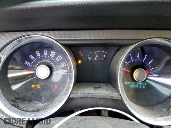 2012 Ford Mustang V6 with VIN 1ZVBP8EM1C5212795, listed as a Copart auction lot 49974445 with 105,197 mi miles and Salvage Title. Bid and sale history available at carsss.com. Image 9.
