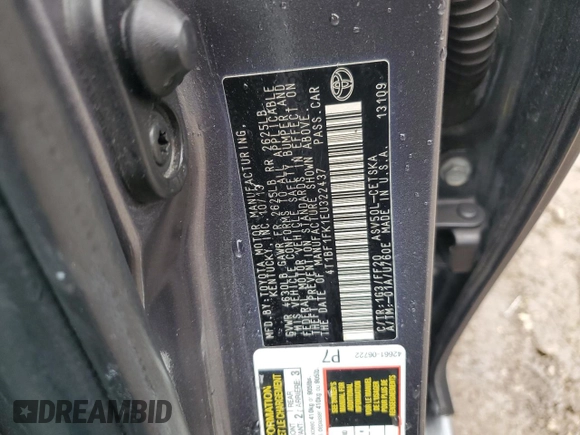 2014 Toyota Camry L with VIN 4T1BF1FK1EU322437, listed as a Copart auction lot 47747555 with 227,751 mi miles and Salvage Title. Bid and sale history available at carsss.com. Image 13.