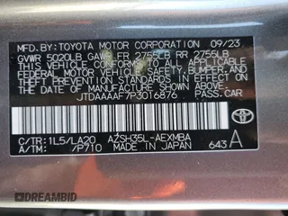 2023 Toyota Crown XLE with VIN JTDAAAAF7P3016876, listed as a Copart auction lot 75287194 with 8,628 mi miles and Salvage Title. Bid and sale history available at carsss.com. Image 13.