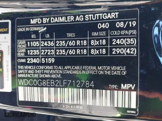 2020 Mercedes-Benz GLC with VIN WDC0G8EB2LF712784, listed as a IAAI auction lot 41491585 with 51,021 mi miles. Bid and sale history available at carsss.com. Image 9.