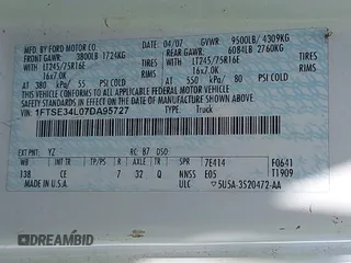 2007 Ford Econoline Cargo with VIN 1FTSE34L07DA95727, listed as a IAAI auction lot 41805499 with Not Provided miles and . Bid and sale history available at carsss.com. Image 9.
