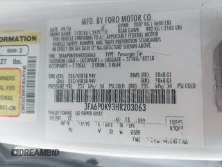 2017 Ford Fusion Titanium z VIN 3FA6P0K93HR203063, wystawiony jako IAAI lot #42243064 z przebiegiem 176 078 mil mil oraz . Historia ofert i sprzedaży dostępna na DreamBid. Obrazek 9.