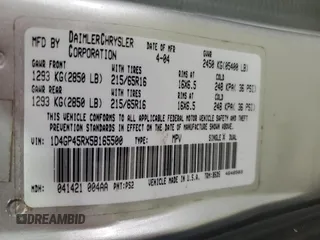 2005 Dodge Caravan SXT with VIN 1D4GP45RX5B165500, listed as a Copart auction lot 59680105 with 119,096 mi miles and Salvage title. Bid and sale history available at DreamBid. Image 14.