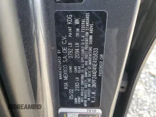 2022 Kia Forte LXS with VIN 3KPF24AD4NE495833, listed as a Copart auction lot 53064765 with 45,442 mi miles and Salvage Title. Bid and sale history available at carsss.com. Image 13.