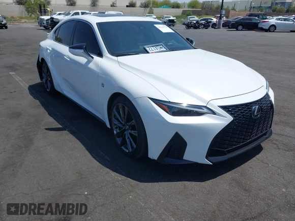 2024 Lexus IS 350 F Sport z VIN JTHGZ1B28R5076461, wystawiony jako IAAI lot #42116778 z przebiegiem 14 090 mil mil oraz . Historia ofert i sprzedaży dostępna na DreamBid. Obrazek 1.