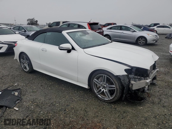 2018 Mercedes-Benz E-Class E 400 with VIN WDD1K6FB3JF041124, listed as a Copart auction lot 43188985 with 19,654 mi miles and Salvage Title. Bid and sale history available at carsss.com. Image 4.