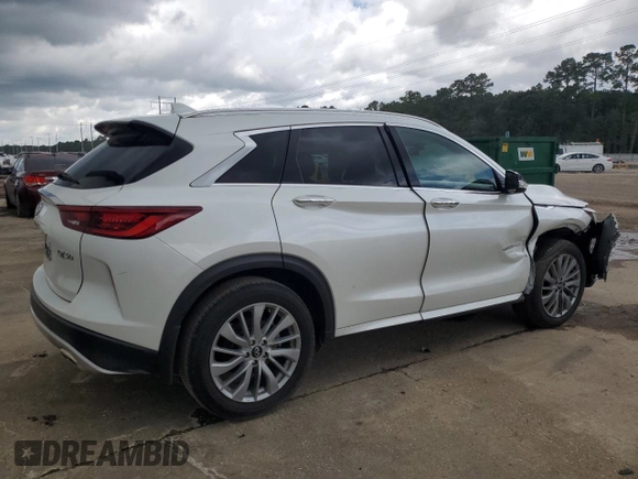2023 Infiniti QX50 Luxe with VIN 3PCAJ5BA9PF107127, listed as a Copart auction lot 63402535 with 23,844 mi miles and Salvage title. Bid and sale history available at DreamBid. Image 3.