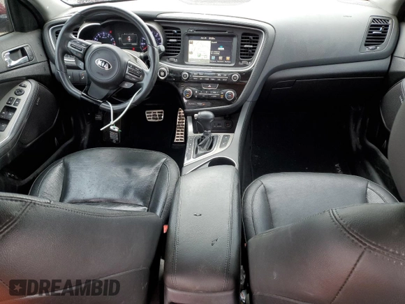 2015 Kia Optima SX Turbo with VIN 5XXGR4A60FG394038, listed as a Copart auction lot 54554755 with 141,410 mi miles and Salvage title. Bid and sale history available at DreamBid. Image 8.