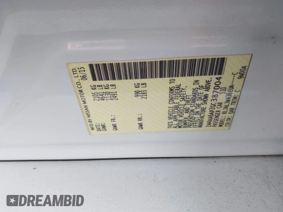 2016 Nissan Maxima SL with VIN 1N4AA6AP2GC387004, listed as a IAAI auction lot 41504524 with 95,437 mi miles and . Bid and sale history available at DreamBid. Image 9.
