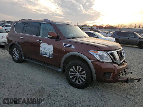 2018 Nissan Armada SL with VIN JN8AY2ND4J9053483, listed as a Copart auction lot 42444425 with Not Provided miles and Salvage Title. Bid and sale history available at DreamBid. Image 4.