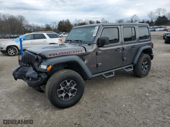 2019 Jeep Wrangler Unlimited Rubicon with VIN 1C4HJXFN0KW545613, listed as a Copart auction lot 42807785 with 64,510 mi miles and Salvage Title. Bid and sale history available at carsss.com. Image 1.