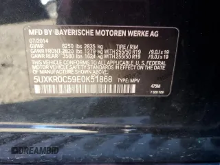 2014 BMW X5 xDrive35i z VIN 5UXKR0C59E0K51868, wystawiony jako Copart lot #79139994 z przebiegiem Nie podano mil oraz Szkoda całkowita • Salvage title. Historia ofert i sprzedaży dostępna na DreamBid. Obrazek 14.