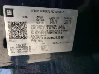 2017 GMC Yukon Denali with VIN 1GKS1CKJ5HR363368, listed as a Copart auction lot 46167715 with 134,515 mi miles and Salvage Title. Bid and sale history available at carsss.com. Image 14.