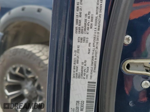 2022 Ram 2500 Big Horn z VIN 3C6UR5ML0NG381738, wystawiony jako Copart lot #49081975 z przebiegiem 19 806 mil mil oraz Szkoda całkowita • Salvage title. Historia ofert i sprzedaży dostępna na DreamBid. Obrazek 12.