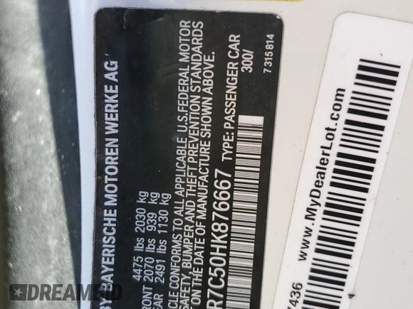 2017 BMW 4 Series 430i with VIN WBA4R7C50HK876667, listed as a Copart auction lot 42559845 with Not Provided miles and Salvage Title. Bid and sale history available at DreamBid. Image 12.