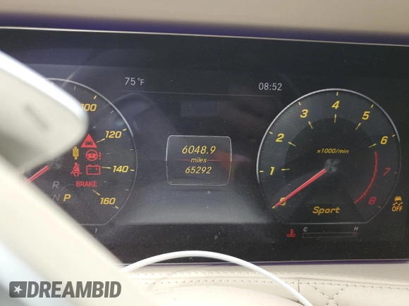 2018 Mercedes-Benz S 560 with VIN WDDUG8GB8JA415359, listed as a Copart auction lot 51053284 with 65,292 mi miles and Salvage Title. Bid and sale history available at DreamBid. Image 9.