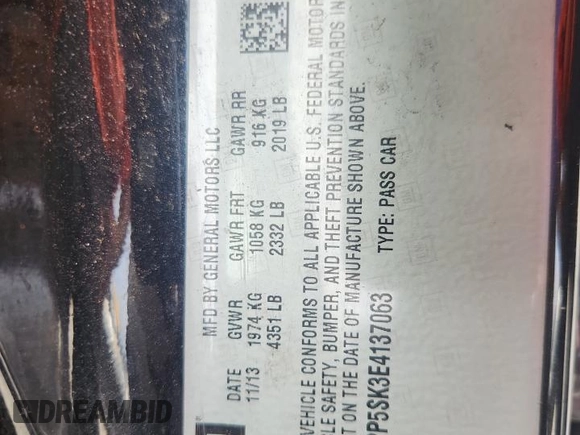 2014 Buick Verano z VIN 1G4PP5SK3E4137063, wystawiony jako Copart lot #63162545 z przebiegiem 197 845 mil mil oraz Czysty tytuł • Clean title. Historia ofert i sprzedaży dostępna na DreamBid. Obrazek 12.