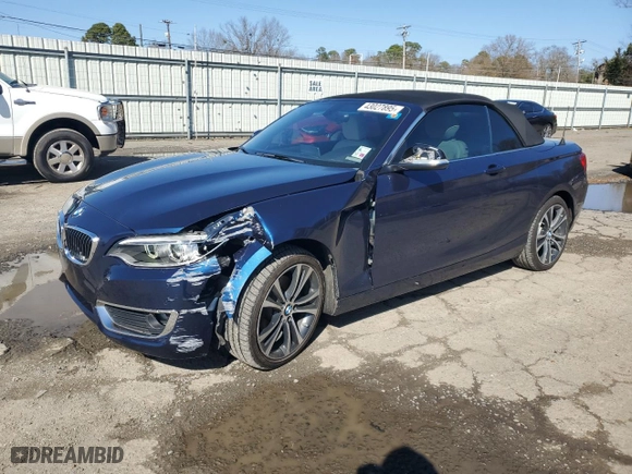 2017 BMW 2 Series 230i with VIN WBA2K9C39HV647568, listed as a Copart auction lot 43027895 with 51,258 mi miles and Salvage Title. Bid and sale history available at carsss.com. Image 1.