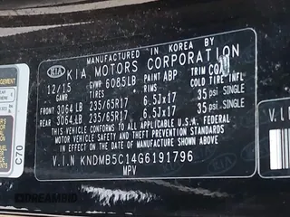 2016 Kia Sedona LX with VIN KNDMB5C14G6191796, listed as a IAAI auction lot 42130638 with 141,099 mi miles and . Bid and sale history available at DreamBid. Image 9.