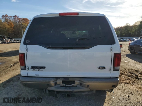 2005 Ford Excursion Eddie Bauer z VIN 1FMSU45P95EC14565, wystawiony jako Copart lot #84520134 z przebiegiem 276 698 mil mil oraz Szkoda całkowita • Salvage title. Historia ofert i sprzedaży dostępna na DreamBid. Obrazek 6.