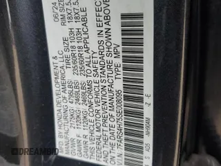 2025 Honda CR-V EX-L with VIN 7FARS4H75SE008095, listed as a Copart auction lot 42639555 with 9,309 mi miles and Salvage Title. Bid and sale history available at DreamBid. Image 13.