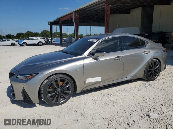 2023 Lexus IS with VIN JTHGZ1B22P5067851, listed as a Copart auction lot 53022815 with 42,662 mi miles and Salvage Title. Bid and sale history available at carsss.com. Image 1.