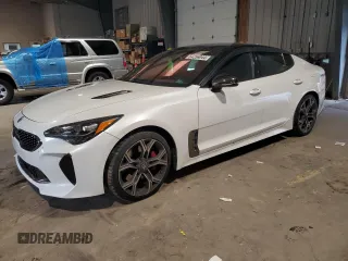 2021 Kia Stinger GT1 with VIN KNAE45LC6M6096214, listed as a Copart auction lot 64256044 with 27,625 mi miles and Salvage Title. Bid and sale history available at carsss.com. Image 1.