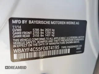 2015 BMW 7 Series 740Li xDrive with VIN WBAYF4C55FD874195, listed as a Copart auction lot 39701134 with 55,065 mi miles and . Bid and sale history available at DreamBid. Image 12.