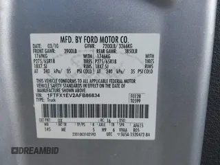 2010 Ford F-150 XL with VIN 1FTFX1EV2AFB86834, listed as a IAAI auction lot 42644796 with 224,461 mi miles and . Bid and sale history available at DreamBid. Image 9.