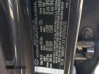 2023 Hyundai Tucson SEL z VIN 5NMJFCAE3PH246615, wystawiony jako Copart lot #69993734 z przebiegiem 6 455 mil mil oraz Szkoda całkowita • Salvage title. Historia ofert i sprzedaży dostępna na DreamBid. Obrazek 12.
