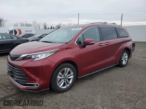 2022 Toyota Sienna Limited with VIN 5TDZSKFC8NS054715, listed as a Copart auction lot 43594725 with 24,628 mi miles and Salvage Title. Bid and sale history available at carsss.com. Image 1.