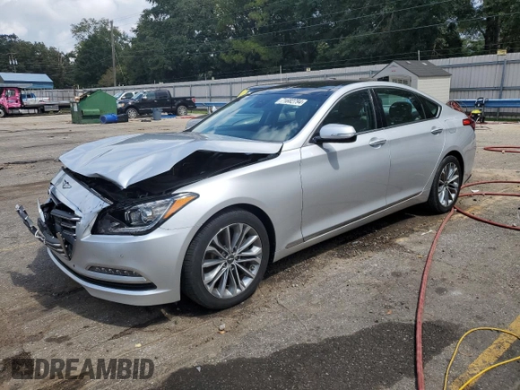 2017 Genesis G80 3.8L with VIN KMHGN4JE5HU182151, listed as a Copart auction lot 71682794 with 57,024 mi miles and Salvage Title. Bid and sale history available at carsss.com. Image 1.