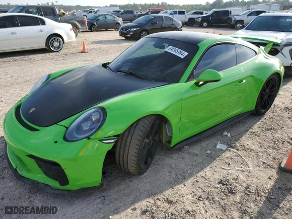 2018 Porsche 911 GT3 with VIN WP0AC2A95JS175760, listed as a Copart auction lot 69265964 with 18,989 mi miles and Salvage Title. Bid and sale history available at carsss.com. Image 1.