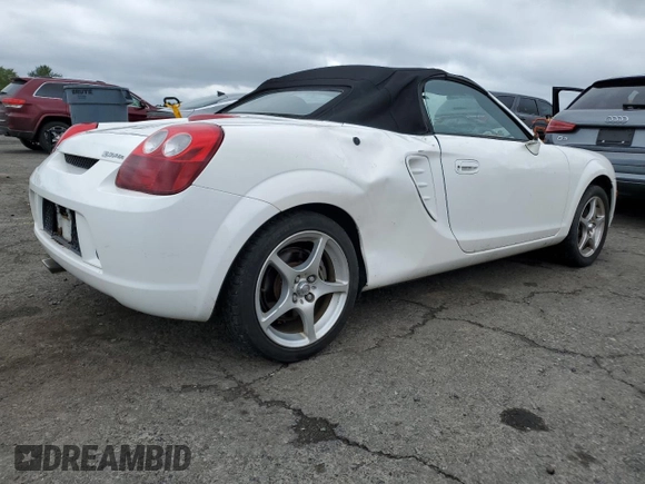 2003 Toyota MR2 z VIN JTDFR320130054491, wystawiony jako Copart lot #58899155 z przebiegiem 62 552 mil mil oraz Szkoda całkowita • Salvage title. Historia ofert i sprzedaży dostępna na DreamBid. Obrazek 3.