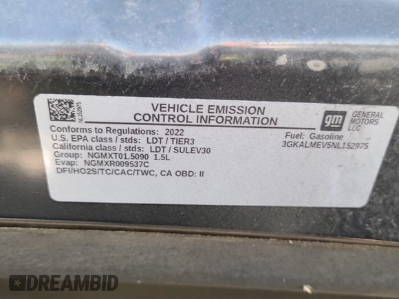 2022 GMC Terrain SLE with VIN 3GKALMEV5NL152975, listed as a IAAI auction lot 42832683 with 51,624 mi miles and . Bid and sale history available at DreamBid. Image 31.