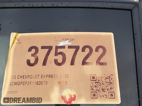 2015 Chevrolet Express Cargo with VIN 1GCWGFCF2F1163079, listed as a IAAI auction lot 42832363 with 183,774 mi miles and . Bid and sale history available at DreamBid. Image 31.