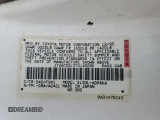 1996 Toyota Tercel DX z VIN JT2AC52L5T0145290, wystawiony jako Copart lot #45027855 z przebiegiem 186 673 mil mil oraz Szkoda całkowita • Salvage title. Historia ofert i sprzedaży dostępna na DreamBid. Obrazek 14.