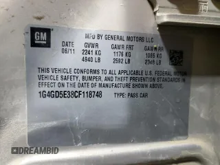 2012 Buick LaCrosse Premium 1 with VIN 1G4GD5E38CF118748, listed as a Copart auction lot 57525145 with 114,769 mi miles and Salvage title. Bid and sale history available at DreamBid. Image 12.